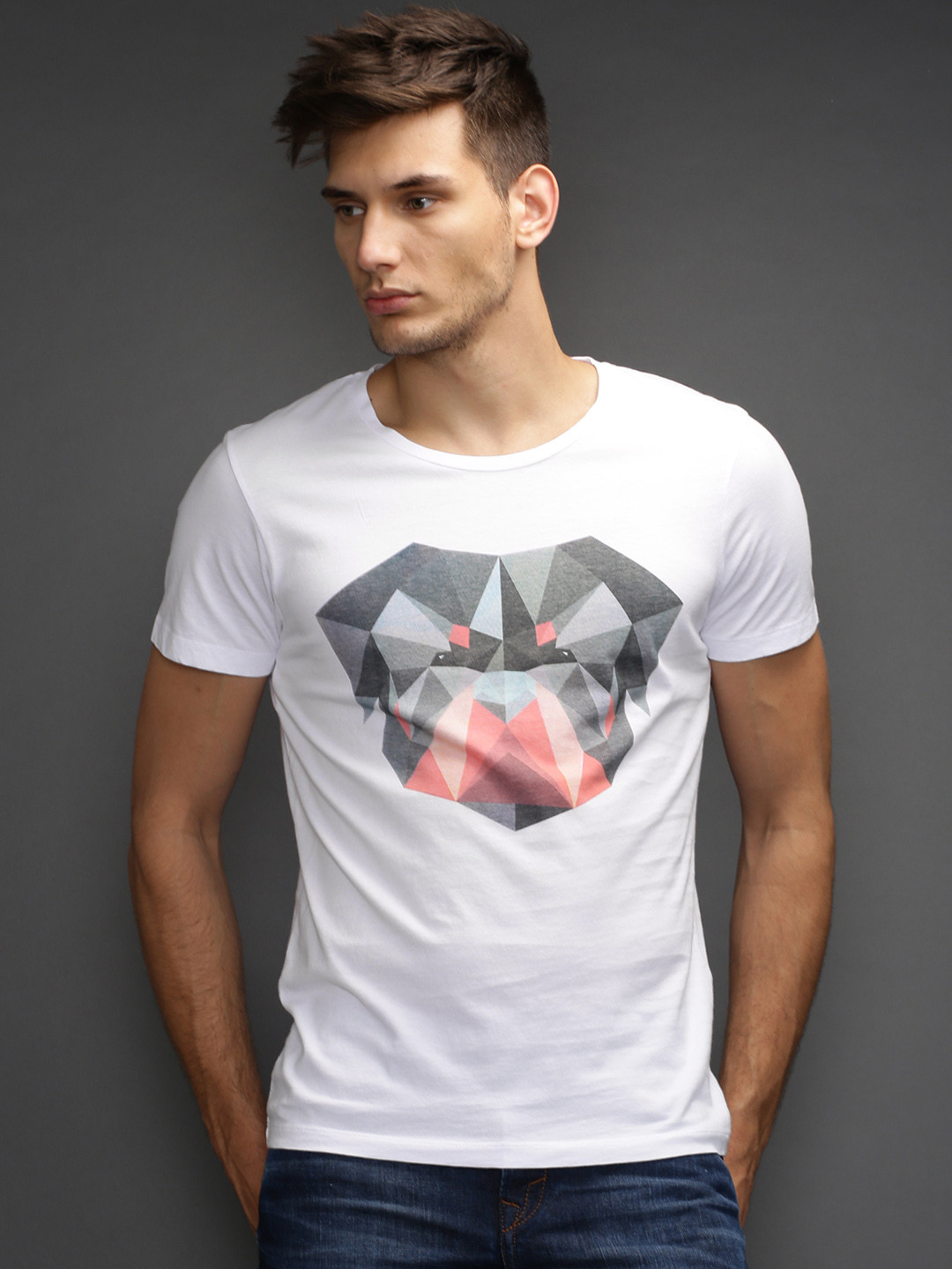 

SELECTED White Printed Pure Cotton T-shirt