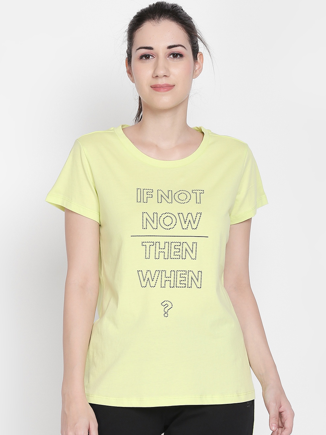 

Ajile by Pantaloons Women Yellow Printed Round Neck T-shirt
