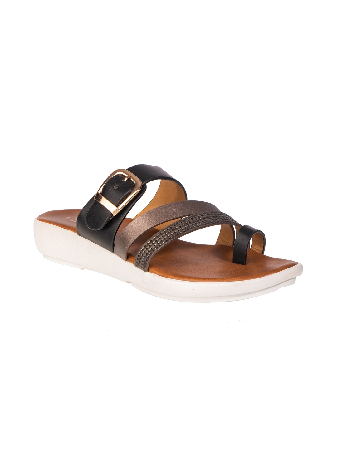

Khadims Women Black Colourblocked Open Toe Flats