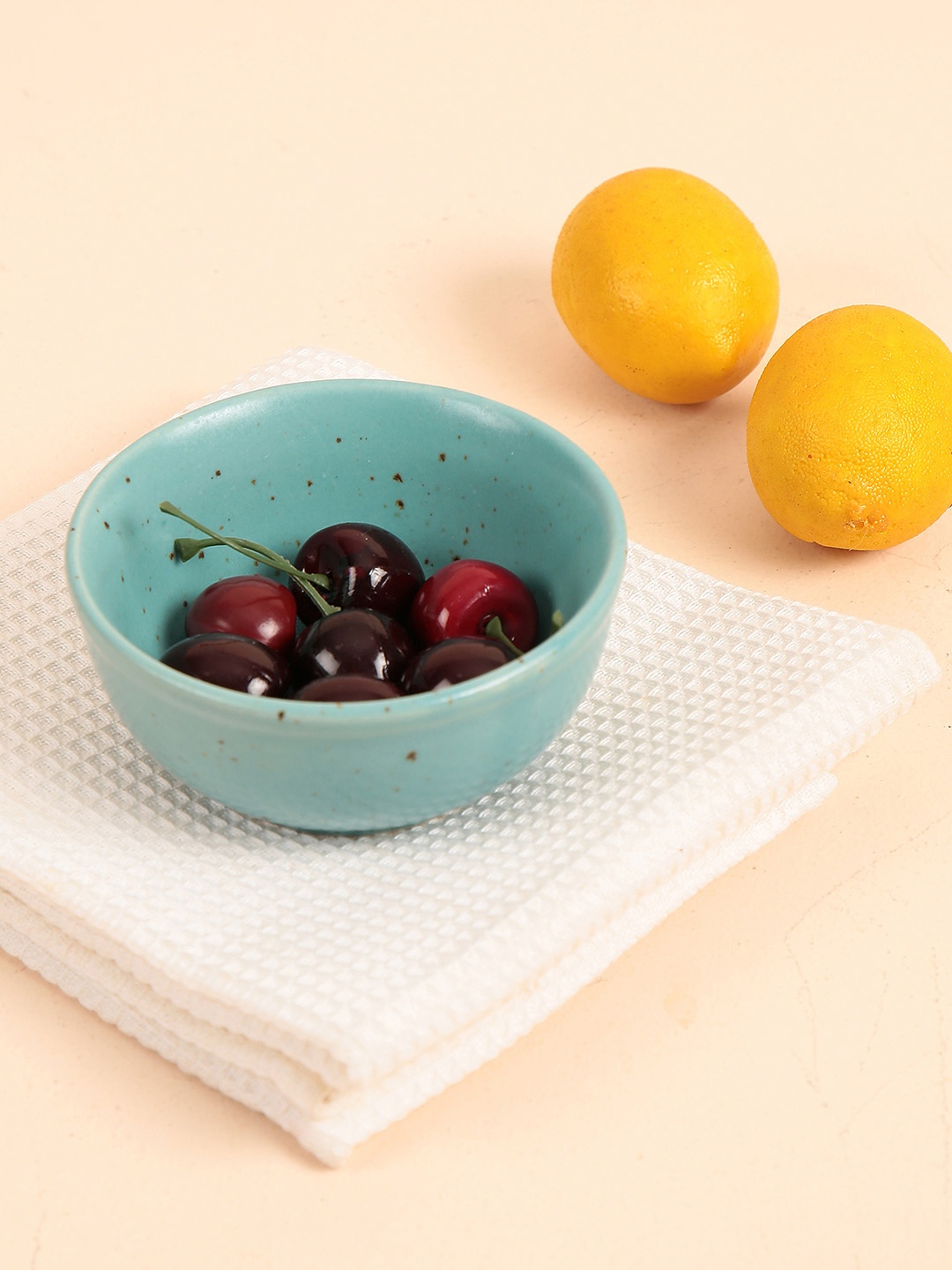 

Chumbak Teal Blue Dotted Print Forest Feast Veg Bowl
