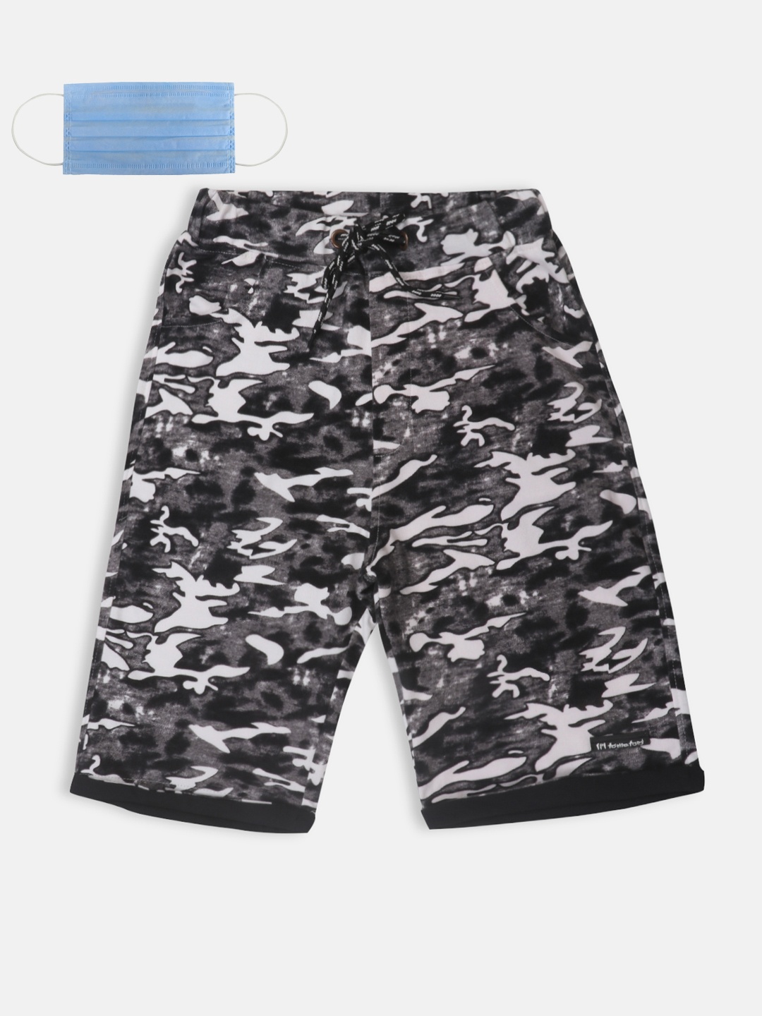 

Lil Tomatoes Boys Charcoal Grey White Camouflage Regular Shorts