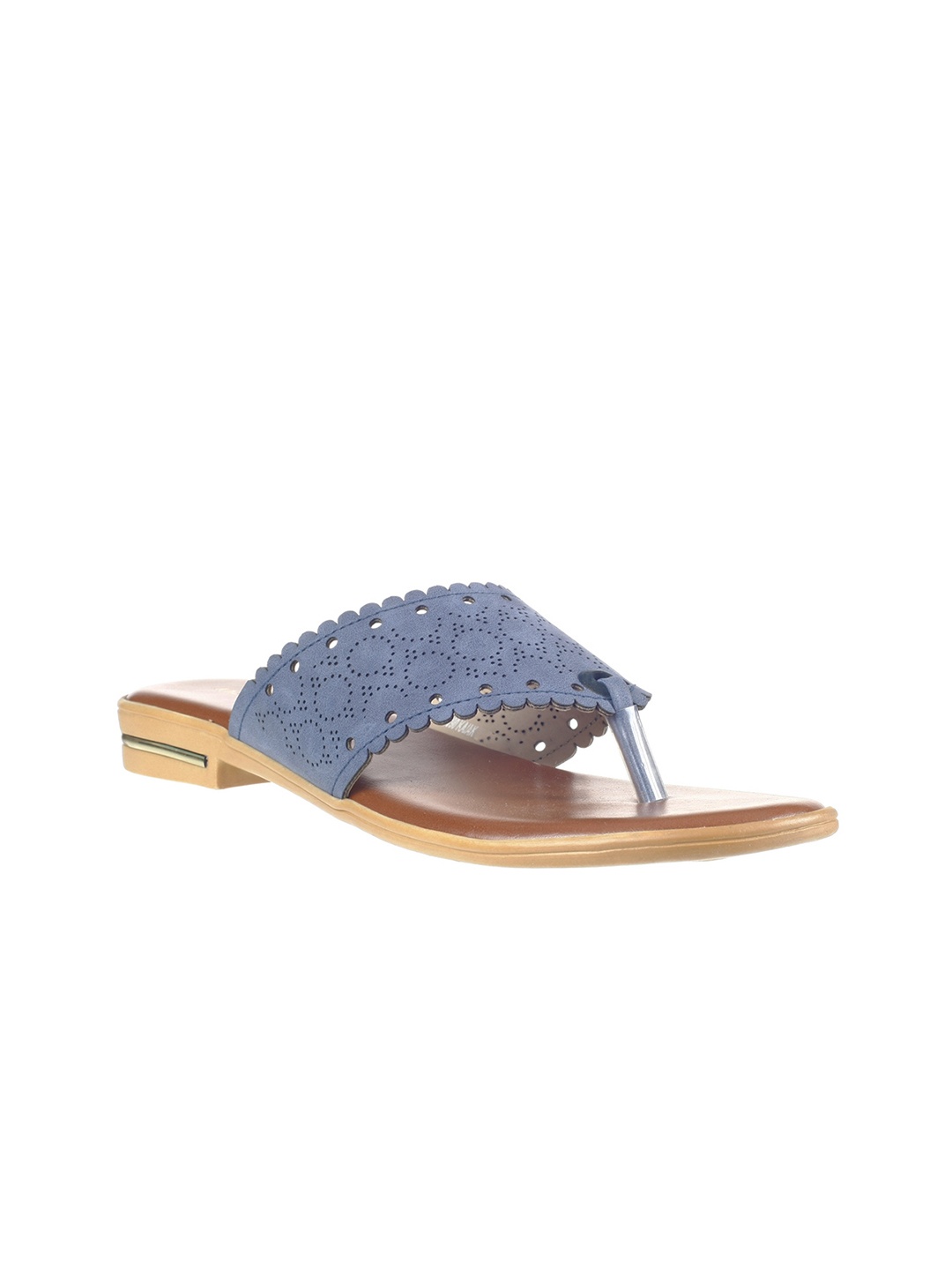 

Khadims Women Blue Textured Open Toe Flats
