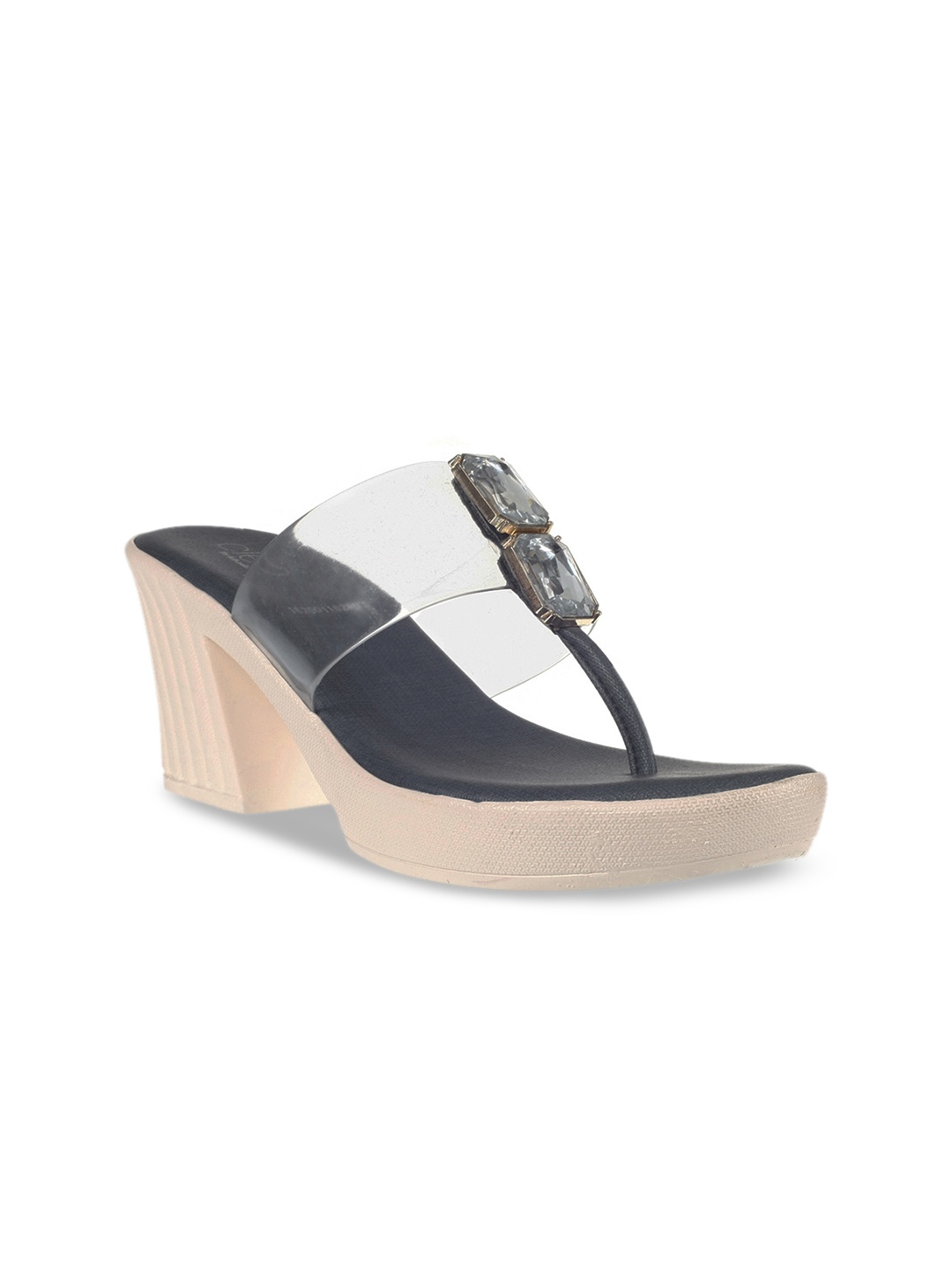 

Khadims Women Navy Blue & Transparent Solid Platform Heels