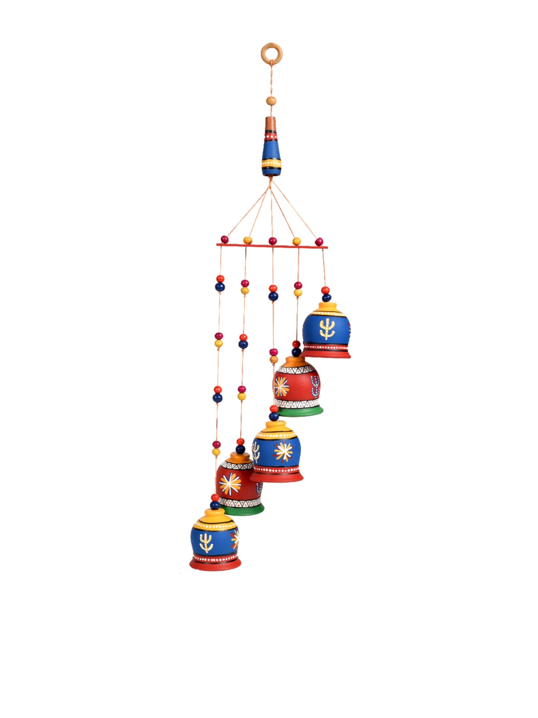 

Unravel India Multicoloured Teracotta Bells Windchime, Multi