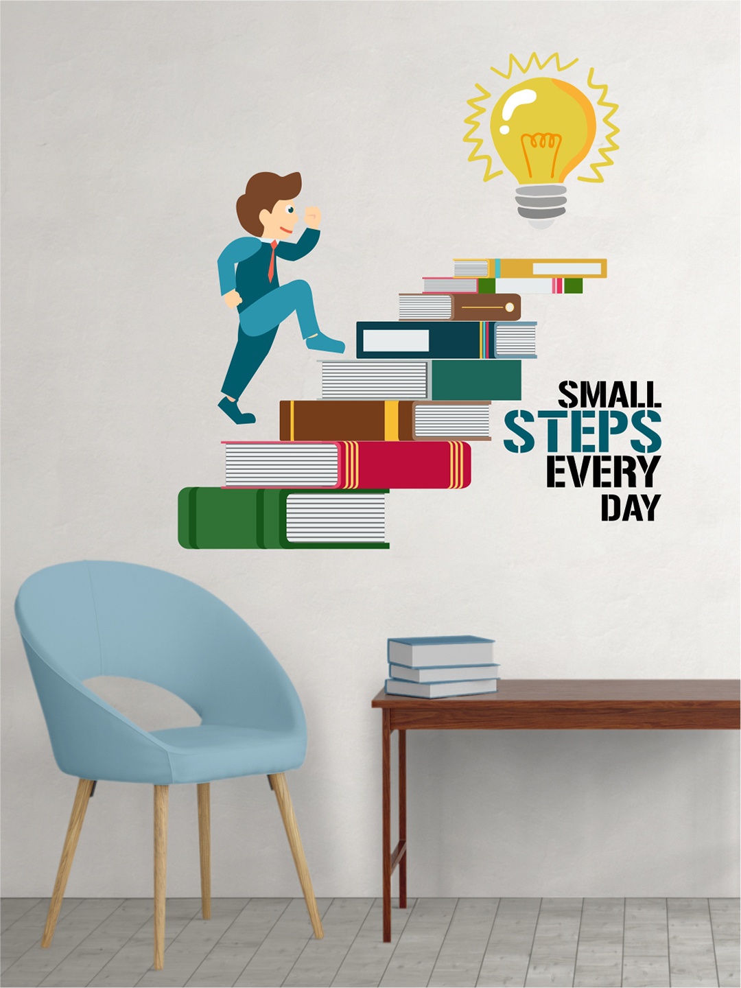

rawpockets Multicoloured Small Steps Every Day Motivation Quote PVC Vinyl Wall Sticker, Multi