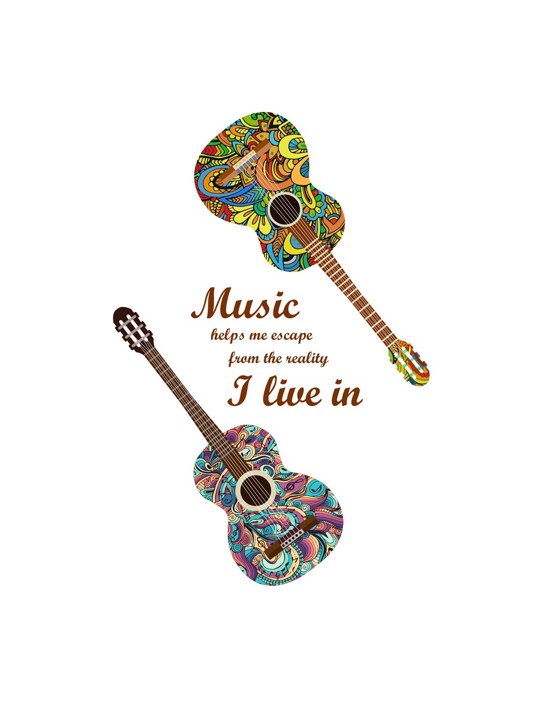 

rawpockets Guitar n Music Decorative Wall Stickers, Multi