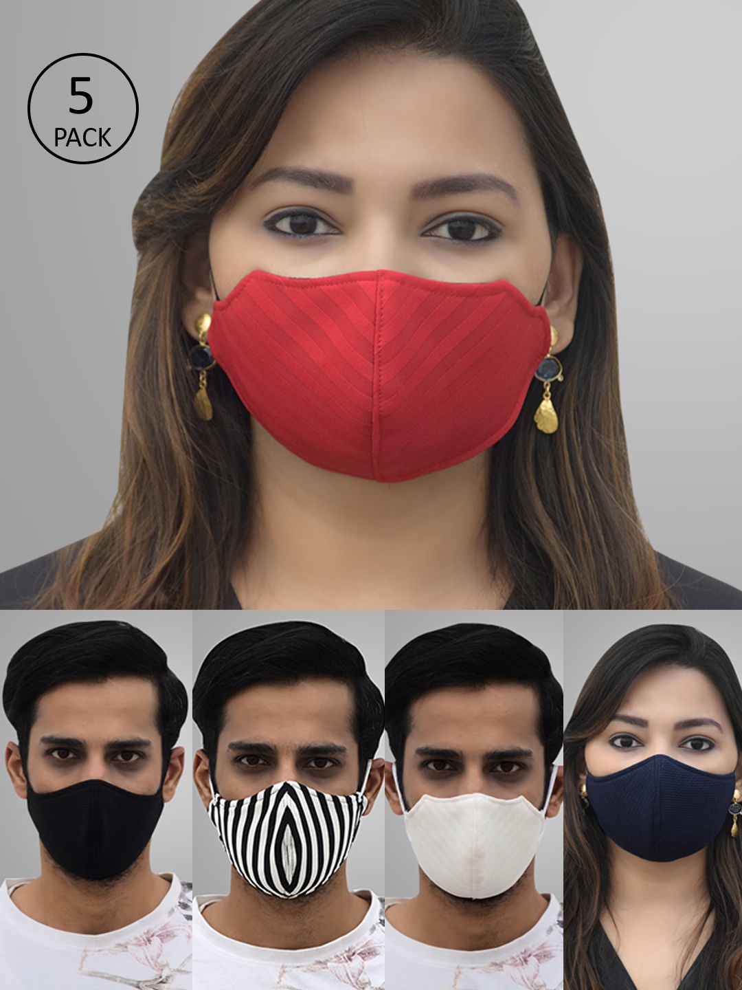 

Pannkh Unisex 5 Pcs 2-Ply Reusable Outdoor Masks, Multi