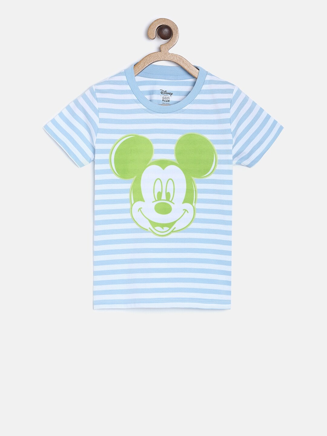 

MINI KLUB Boys Blue Mickey Mouse Printed Round Neck Pure Cotton T-shirt