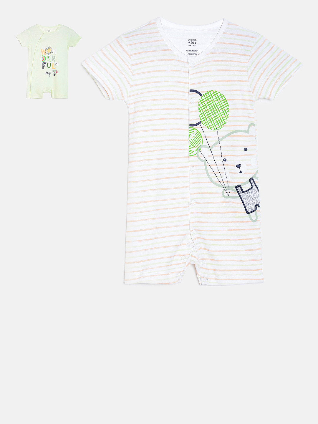 

MINI KLUB Infant Boys Pack Of 2 Rompers, White