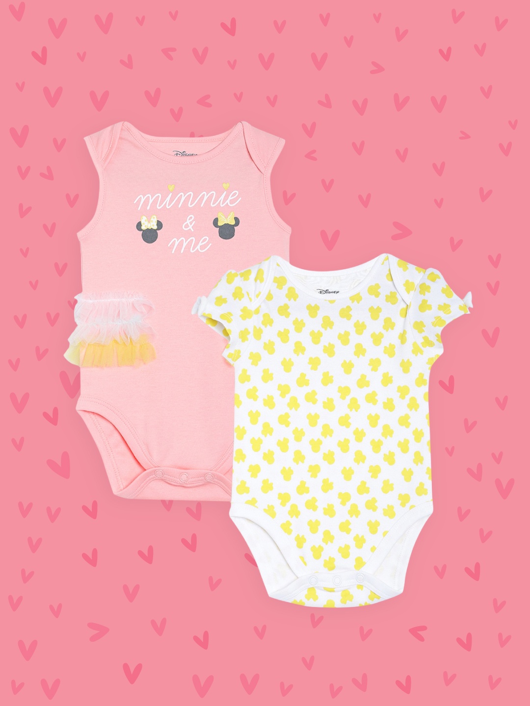 

MINI KLUB Infant Girls Disney Pack Of 2 Printed Bodysuit, Pink