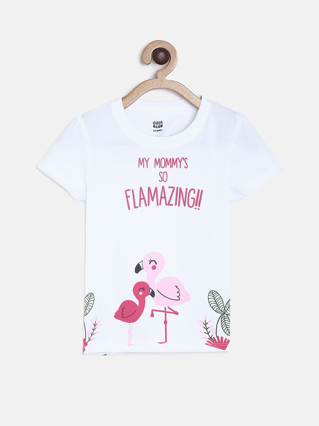 

MINI KLUB Girls White Printed Knitted Pure Cotton Top