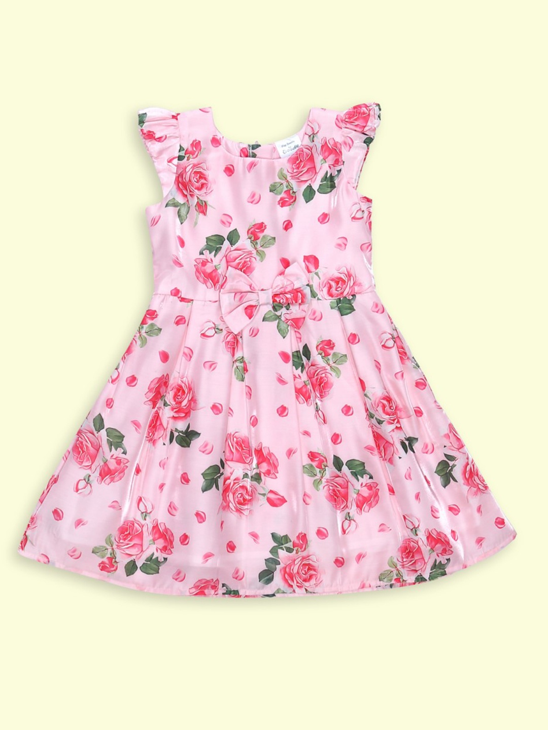 

Doodle Girls Pink & Green Floral Printed A-Line Dress