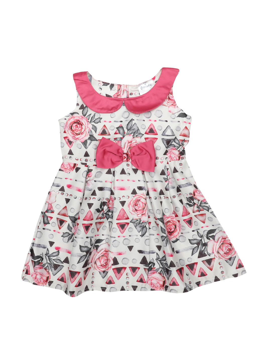 

Doodle Girls Pink & Off-White Printed Fit and Flare Dress