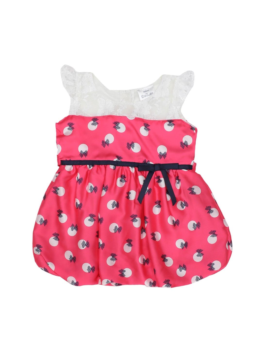 

Doodle Girls Pink & White Printed Balloon Dress