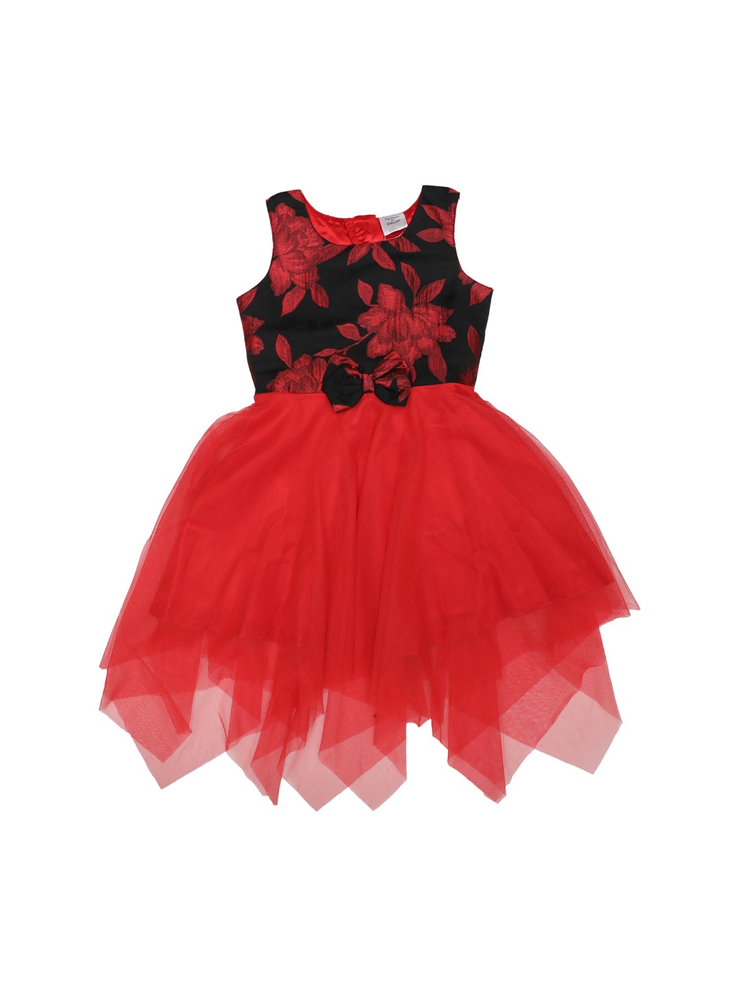 

Doodle Girls Red & Black Colourblocked Fit and Flare Dress