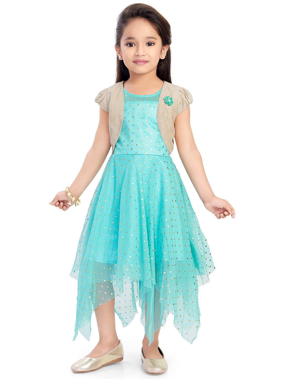 

Doodle Girls Green Printed Fit and Flare Dress