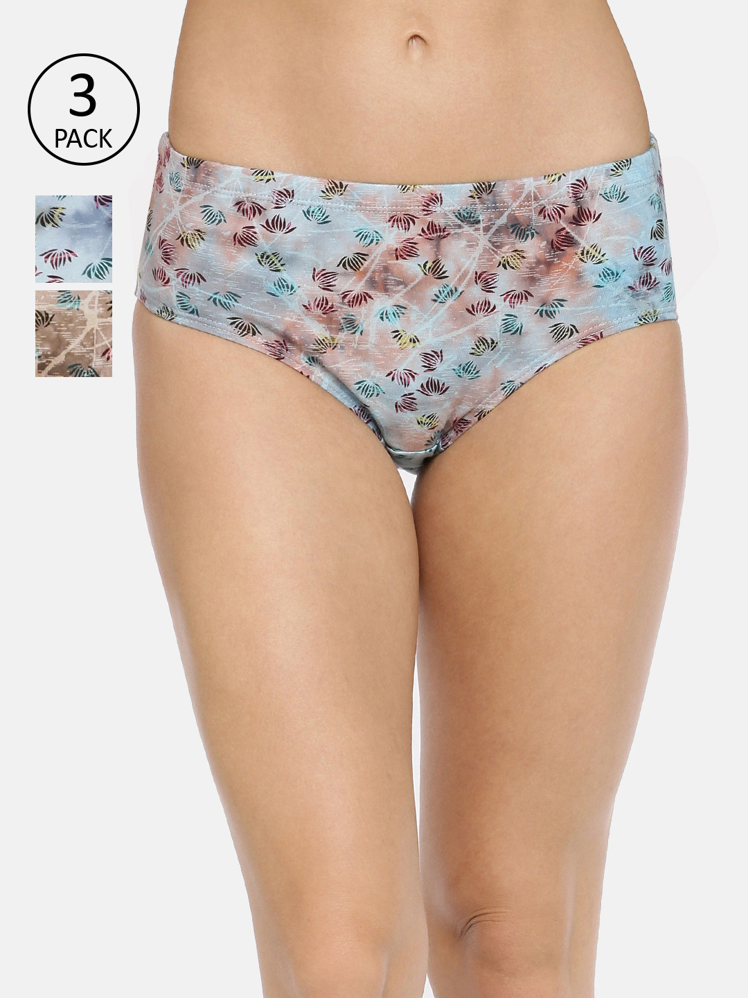 

Red Rose Women Pack Of 3 Assorted Hipster Briefs Batik Prt-3XL