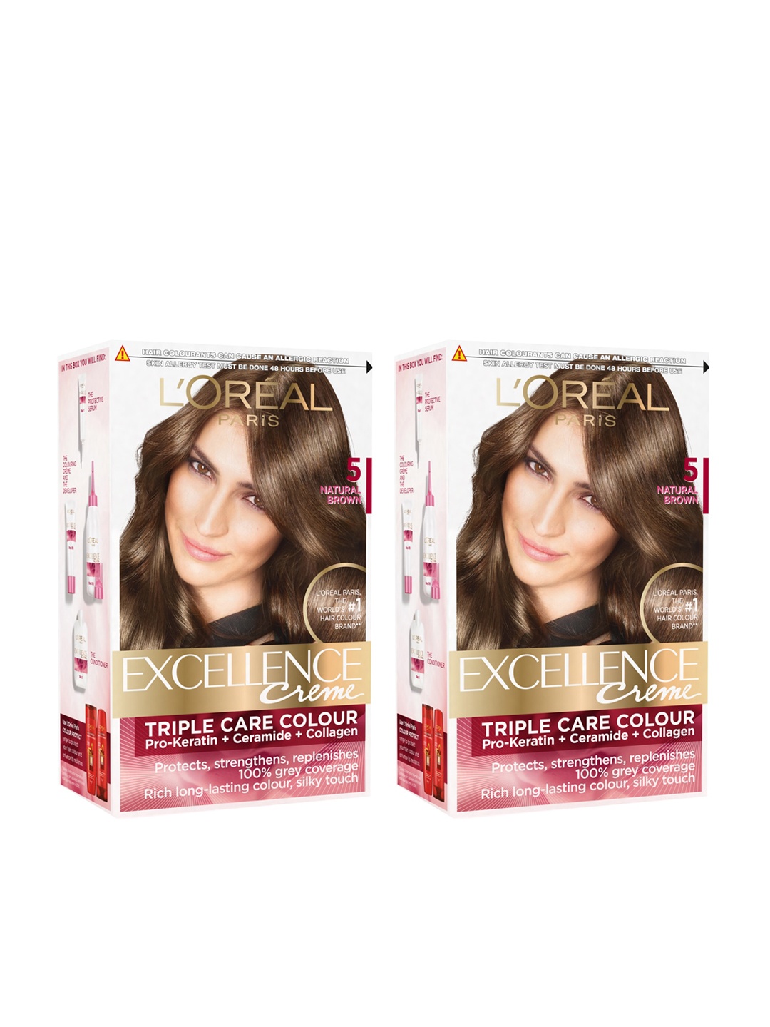 

L'Oreal Paris Set of 2 Excellence Creme Triple Care Hair Color - Natural Brown 5