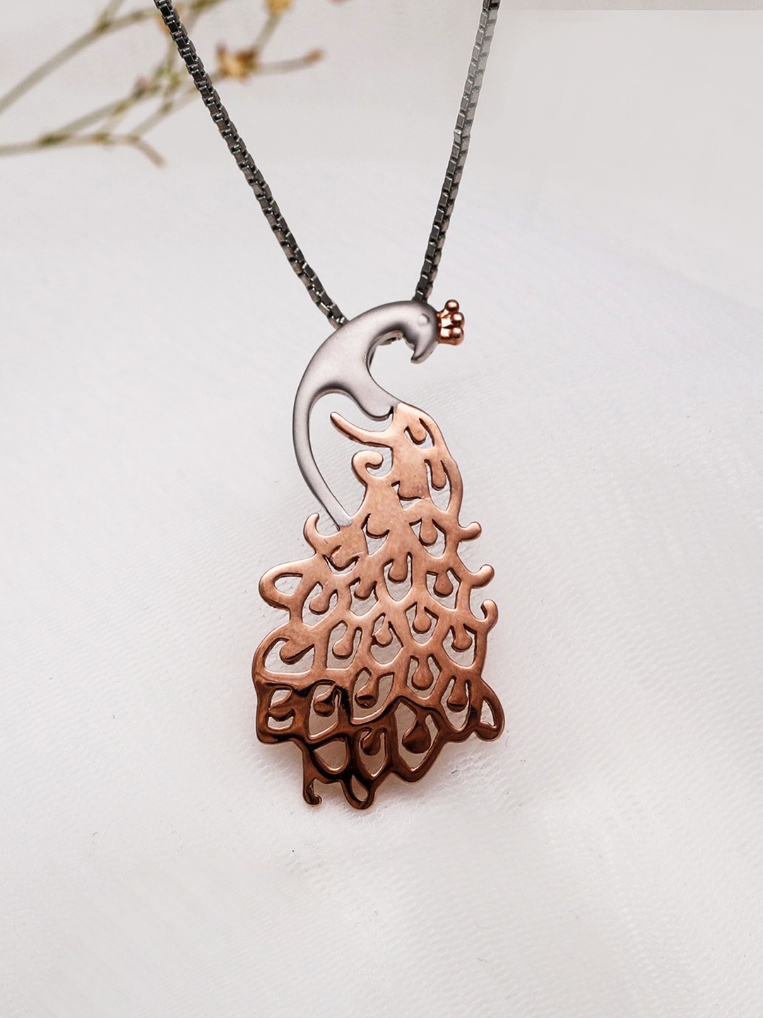 

GIVA 925 Sterling Silver Rose Gold Plated Peacock Pendant