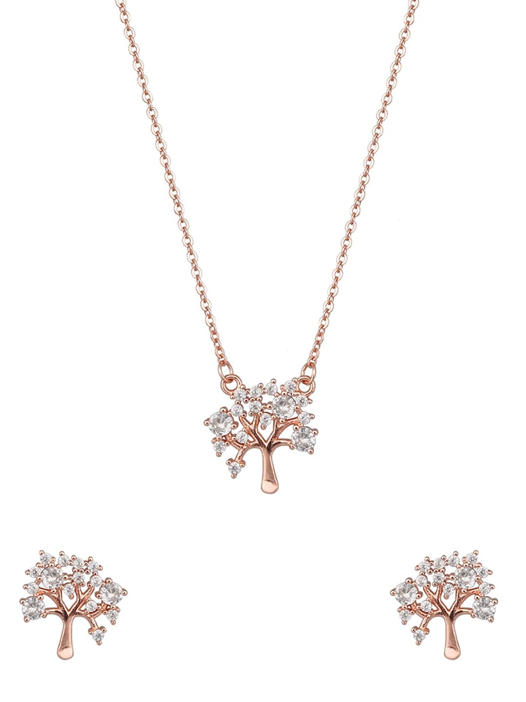 

GIVA 925 Sterling Silver Rose Gold Plated Tree of life Set with Earrings & Pendant