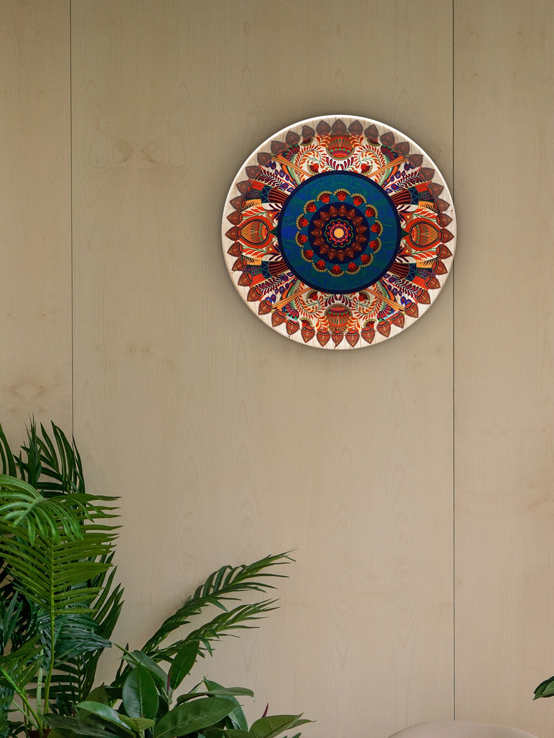 

KOLOROBIA Multicoloured Printed Round Wall Decor Plate, Multi