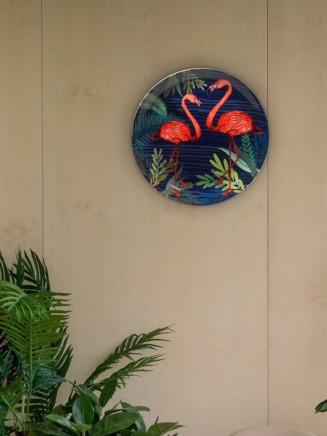

KOLOROBIA Blue & Green Tropical World Printed 8 Inch Bone China Decorative Wall Plate