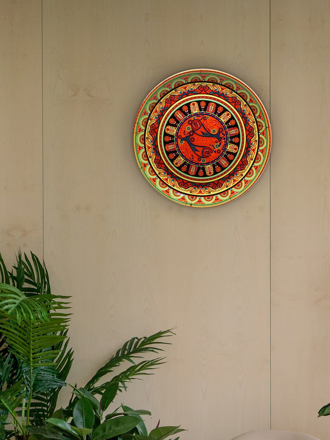 

KOLOROBIA Yellow & Orange Printed Truck Art Decorative Wall Decor Plate