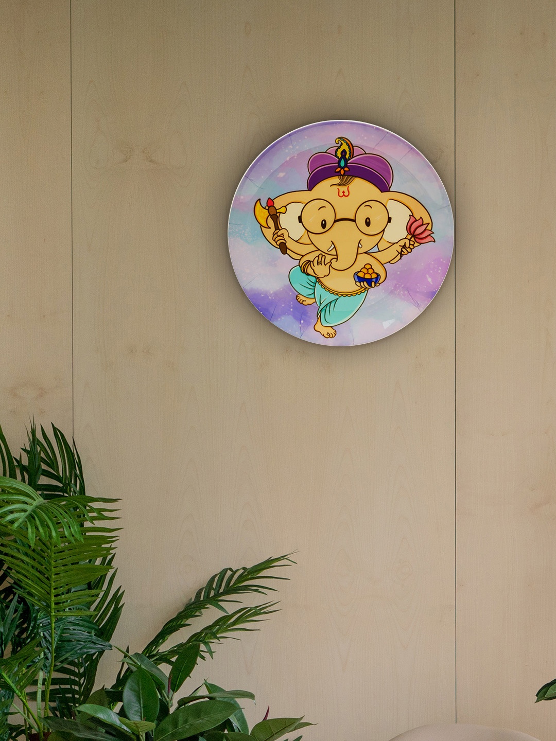 

KOLOROBIA Multicoloured Bal Ganesha Decorative Wall Plate, Multi