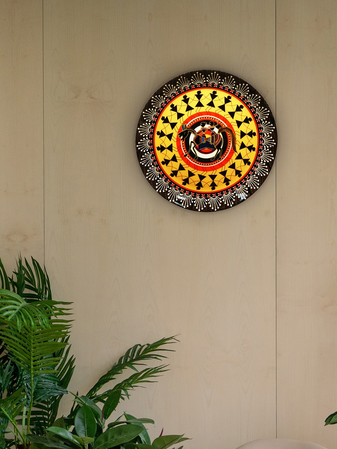 

KOLOROBIA Multicoloured Printed Round Wall Decor Plate, Multi