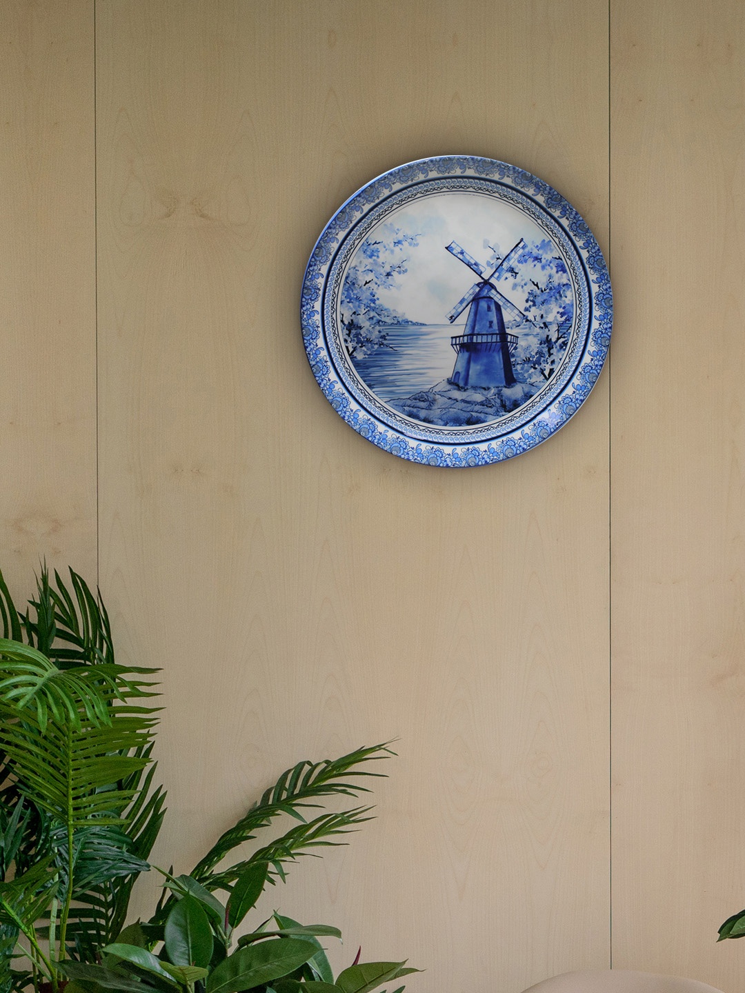 

KOLOROBIA Blue & White Delftware Ductch Pottery Inspired Home Decor Wall Plate