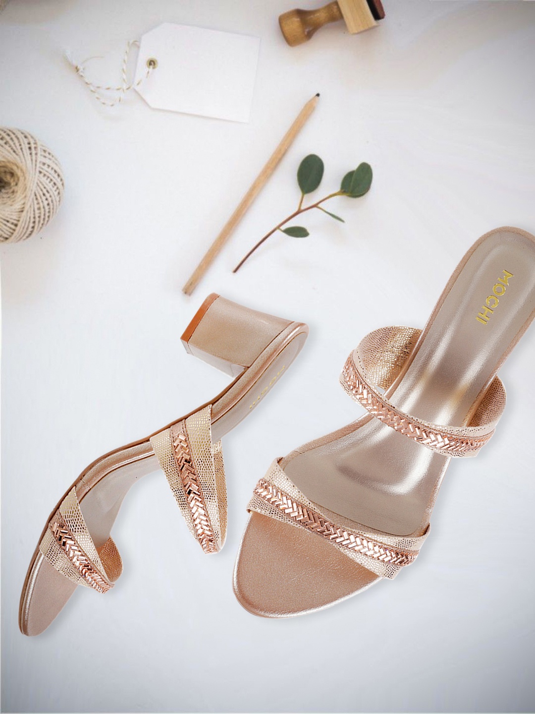 

Mochi Women Gold-Toned Embellished Heels