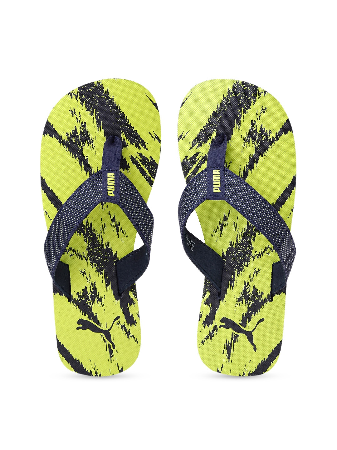 

Puma Unisex Navy Blue & Lime Green Printed Thong Flip-Flops