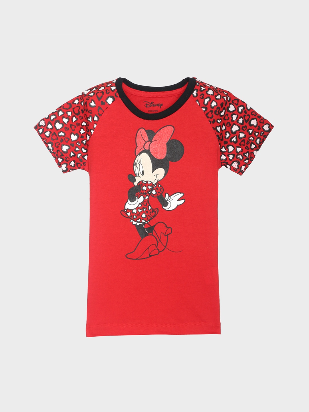 

Kids Ville Mickey & Friends Featured Girls Red Printed Round Neck T-shirt