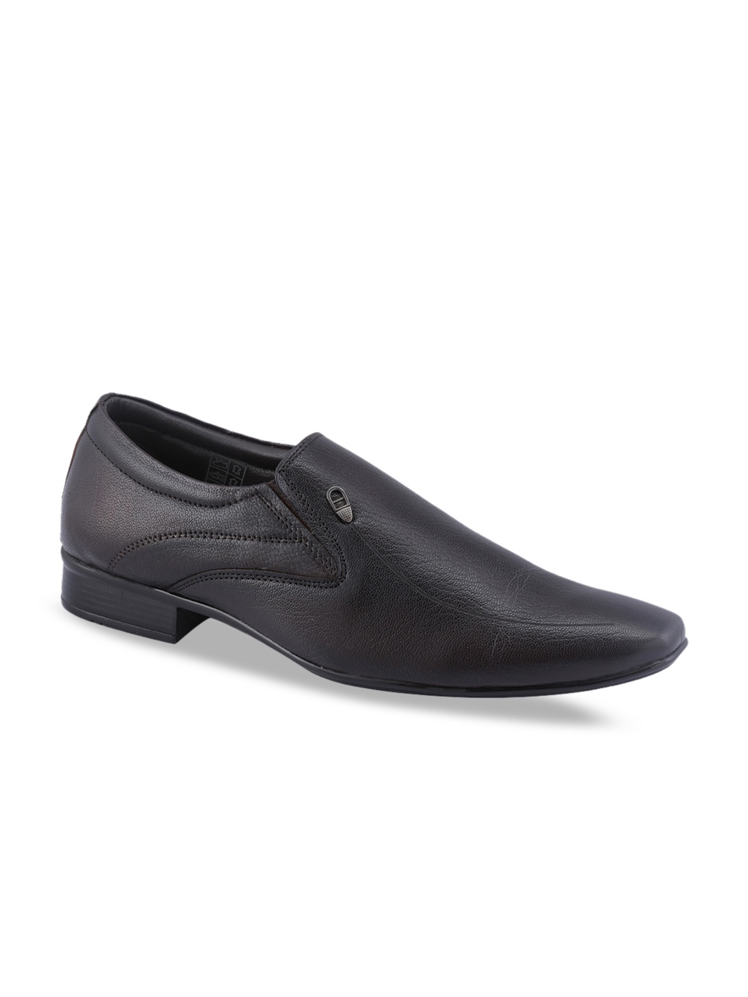 

Khadims Men Brown Solid Lazard Leather Formal Slip-Ons