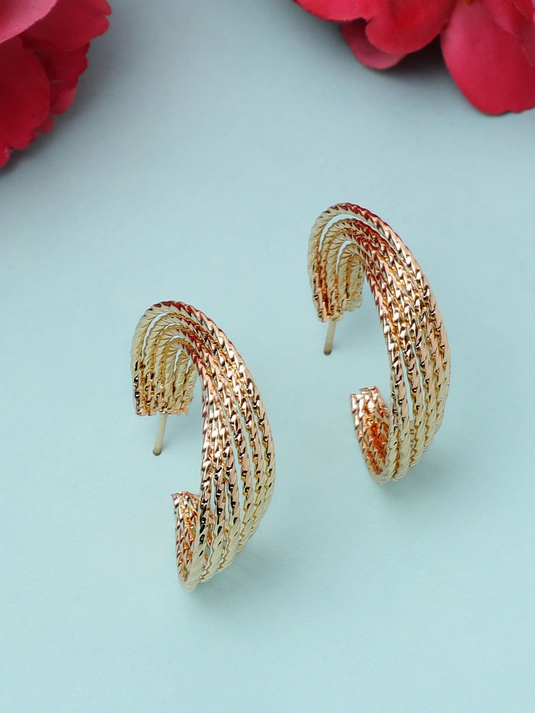 

TOKYO TALKIES X rubans FASHION ACCESSORIES Gold-Toned Circular Half Hoop Earrings