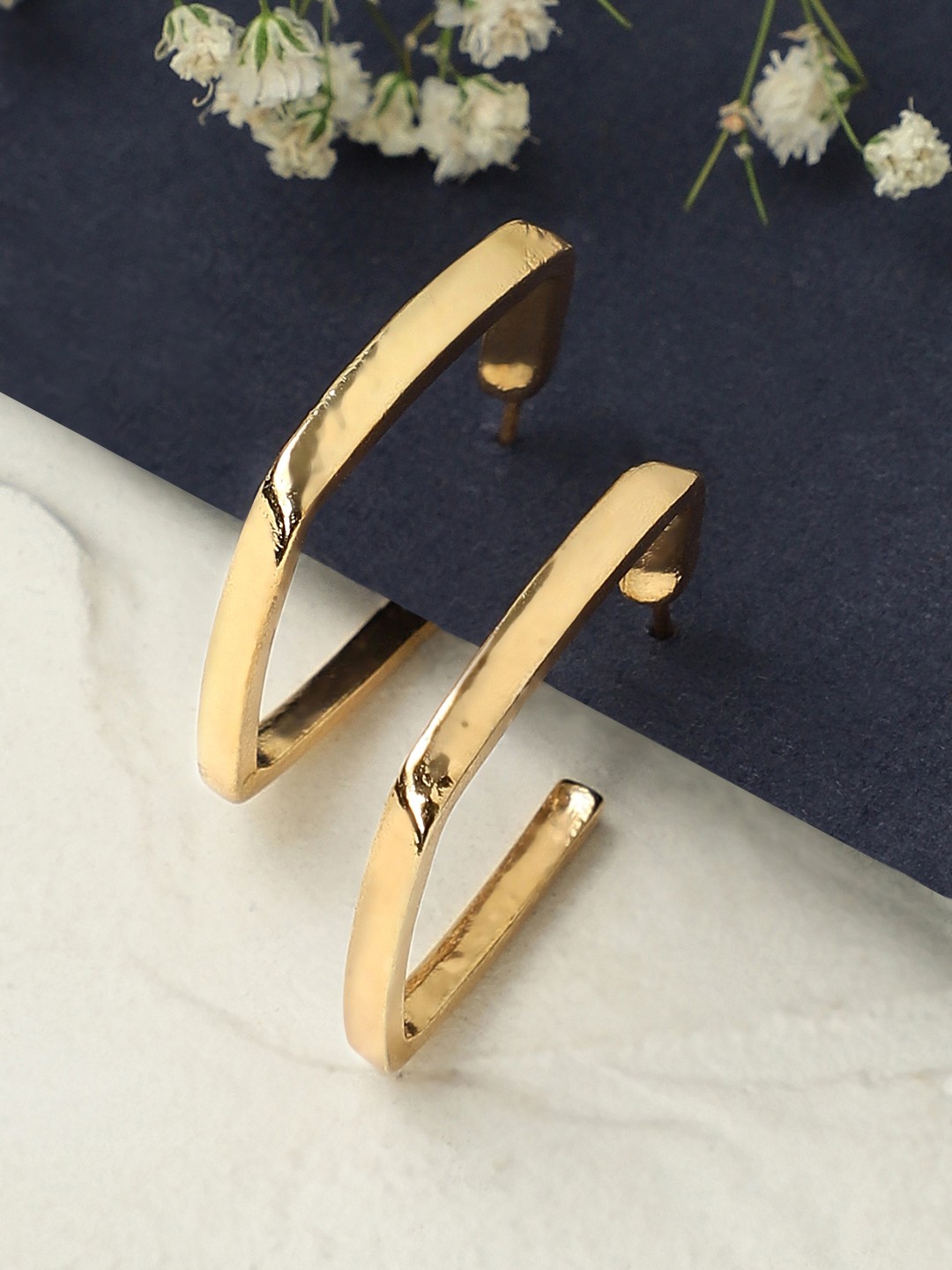 

TOKYO TALKIES Gold-Plated Handcrafted Geometric Hoop Earrings
