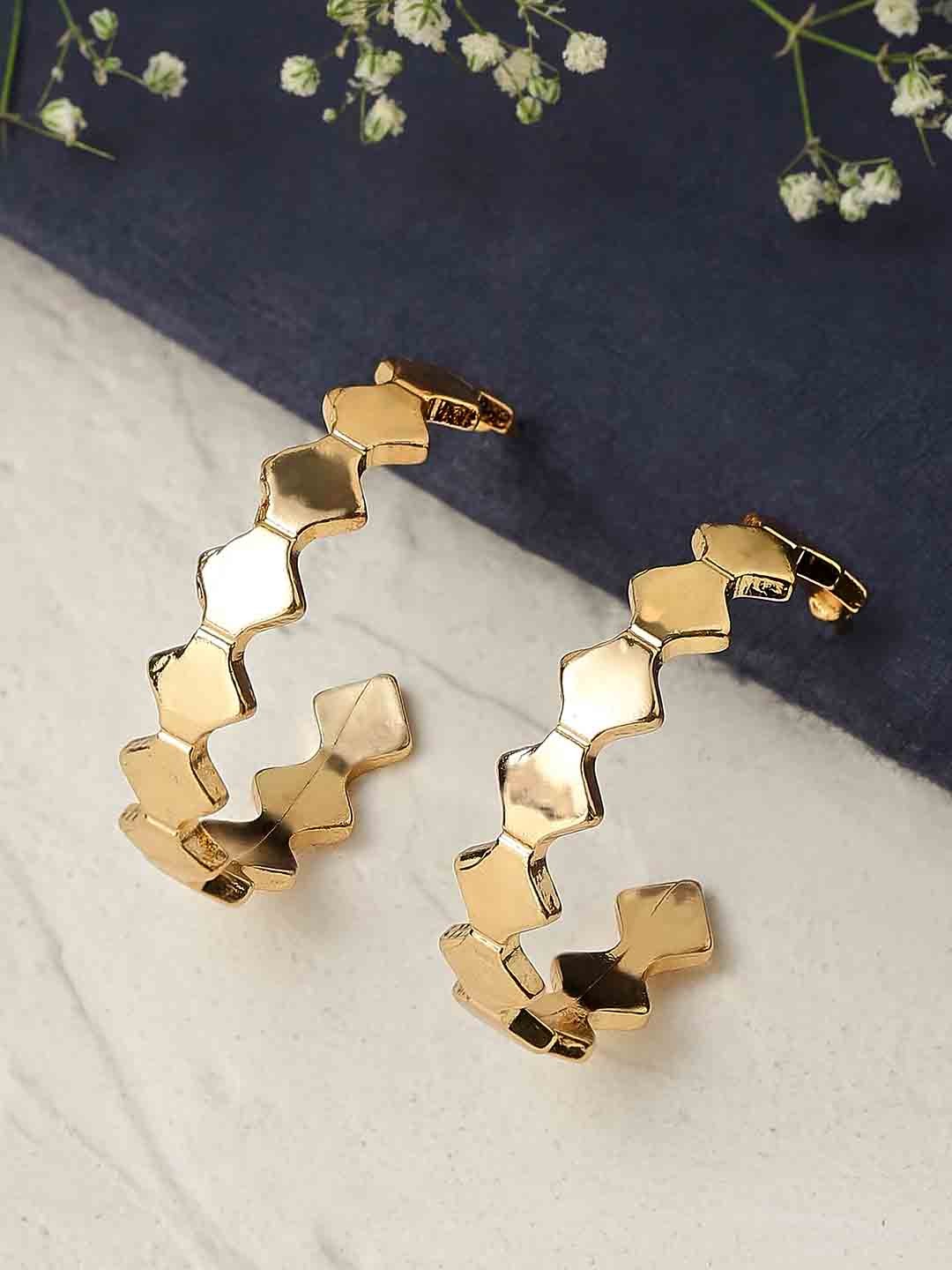 

TOKYO TALKIES X rubans FASHION ACCESSORIES Gold-Plated Handcrafted Half Hoop Earrings