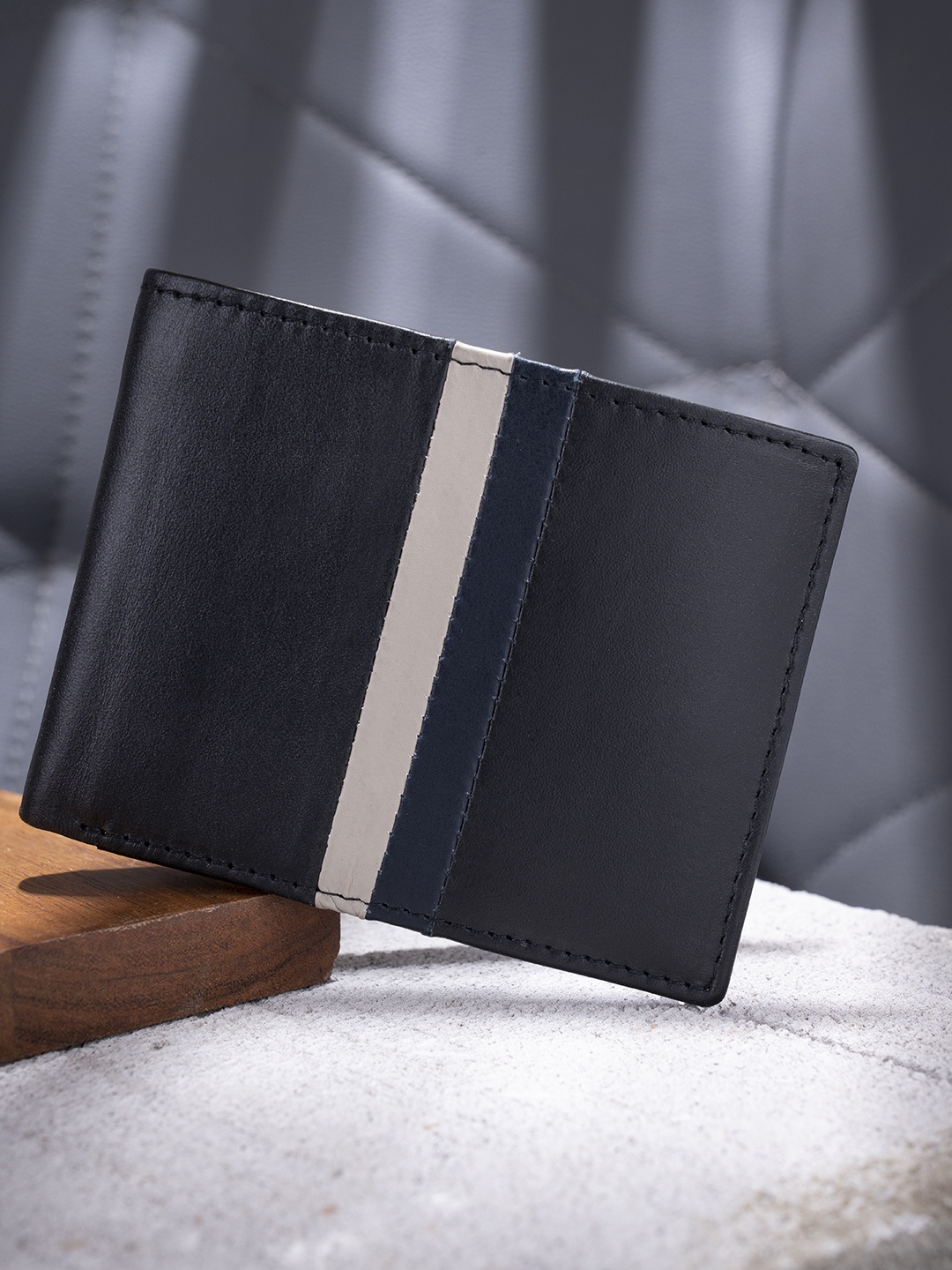 

Red Tape Men Black & White Colourblocked Two Fold Wallet