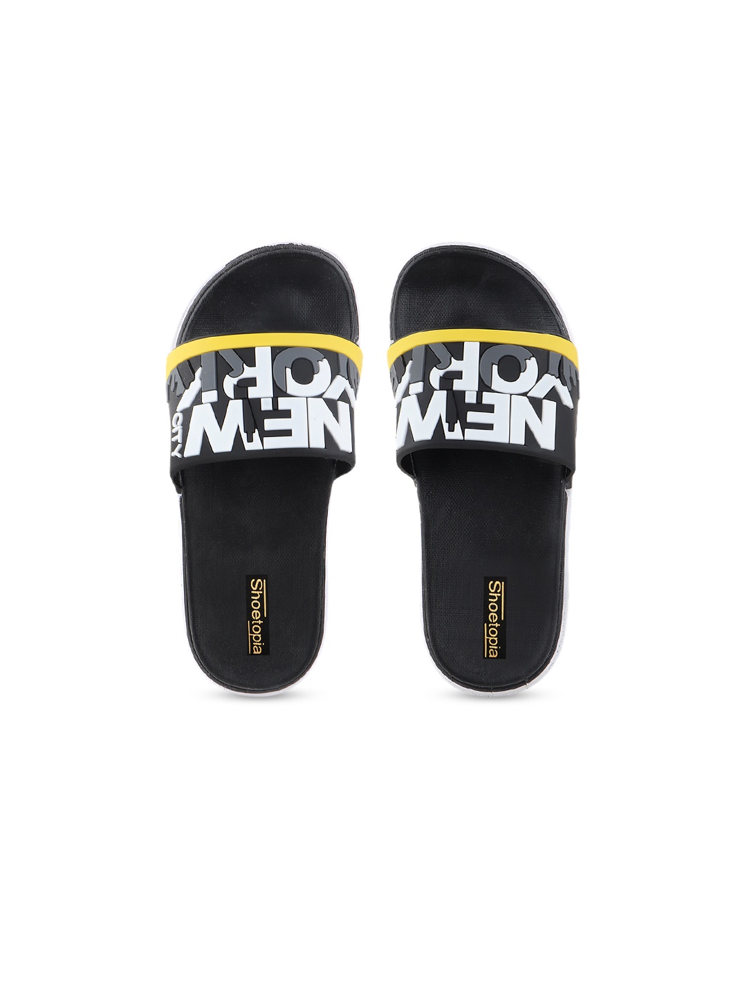 

Shoetopia Boys Black & White Printed Sliders