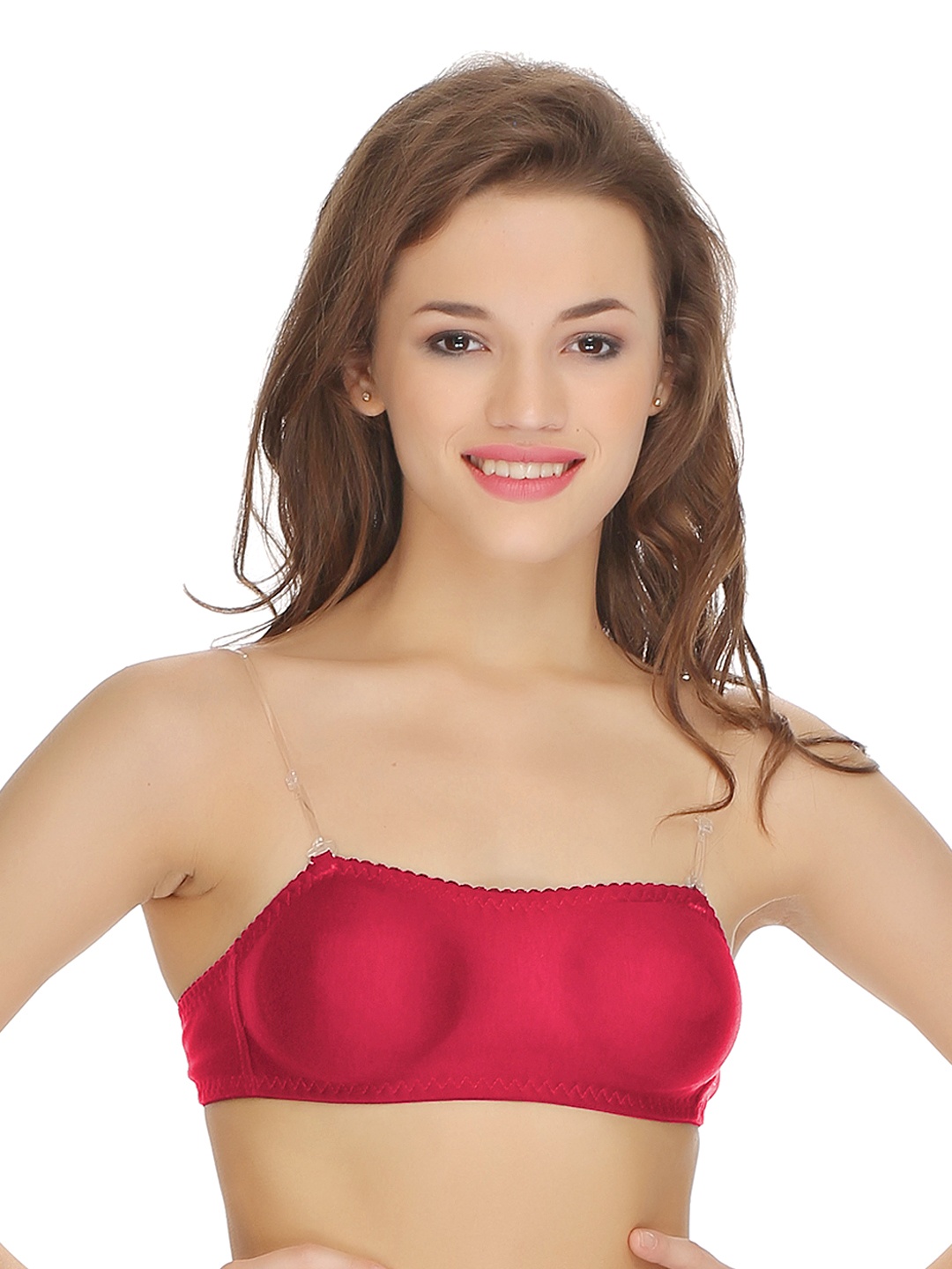 

Clovia Cotton Rich Tube Bra With Detachable Transparent Straps, Magenta