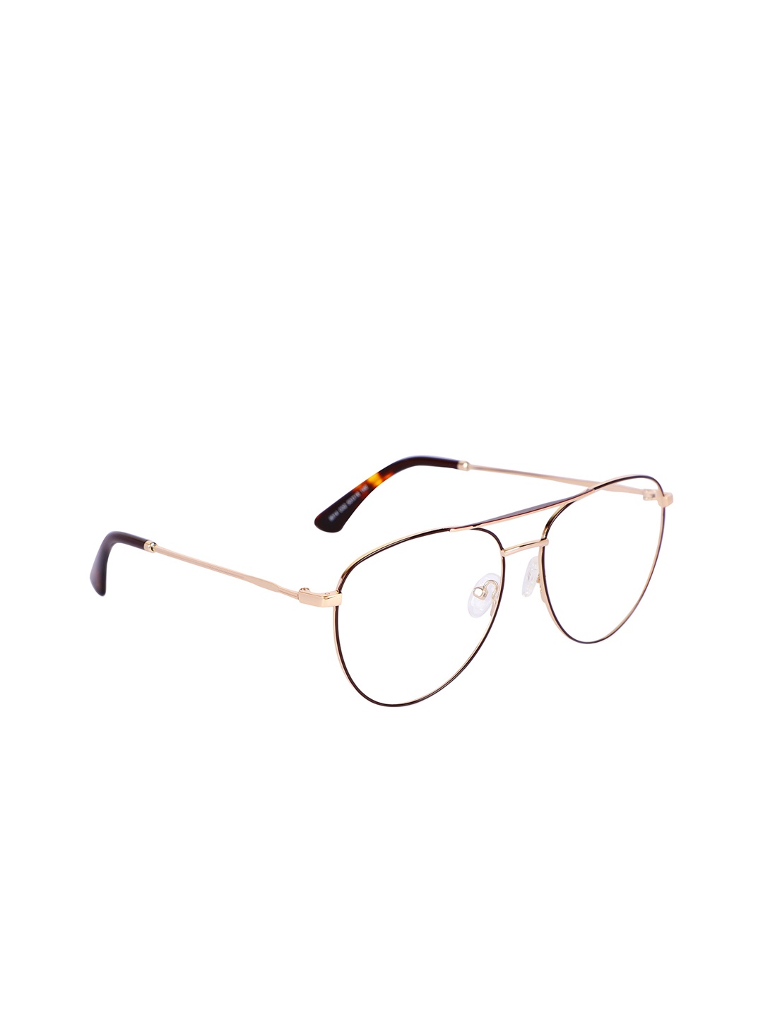 

MARC LOUIS Unisex Brown & Gold-Toned Solid Full Rim Aviator Frames ML8014 C02 53 FR
