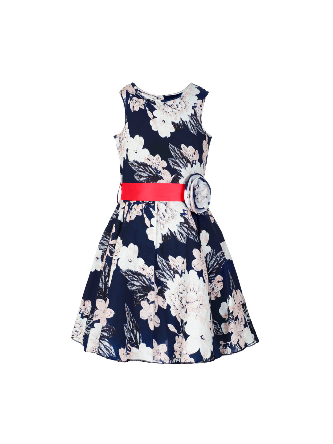 

Naughty Ninos Girls Navy Blue & White Printed Fit and Flare Dress
