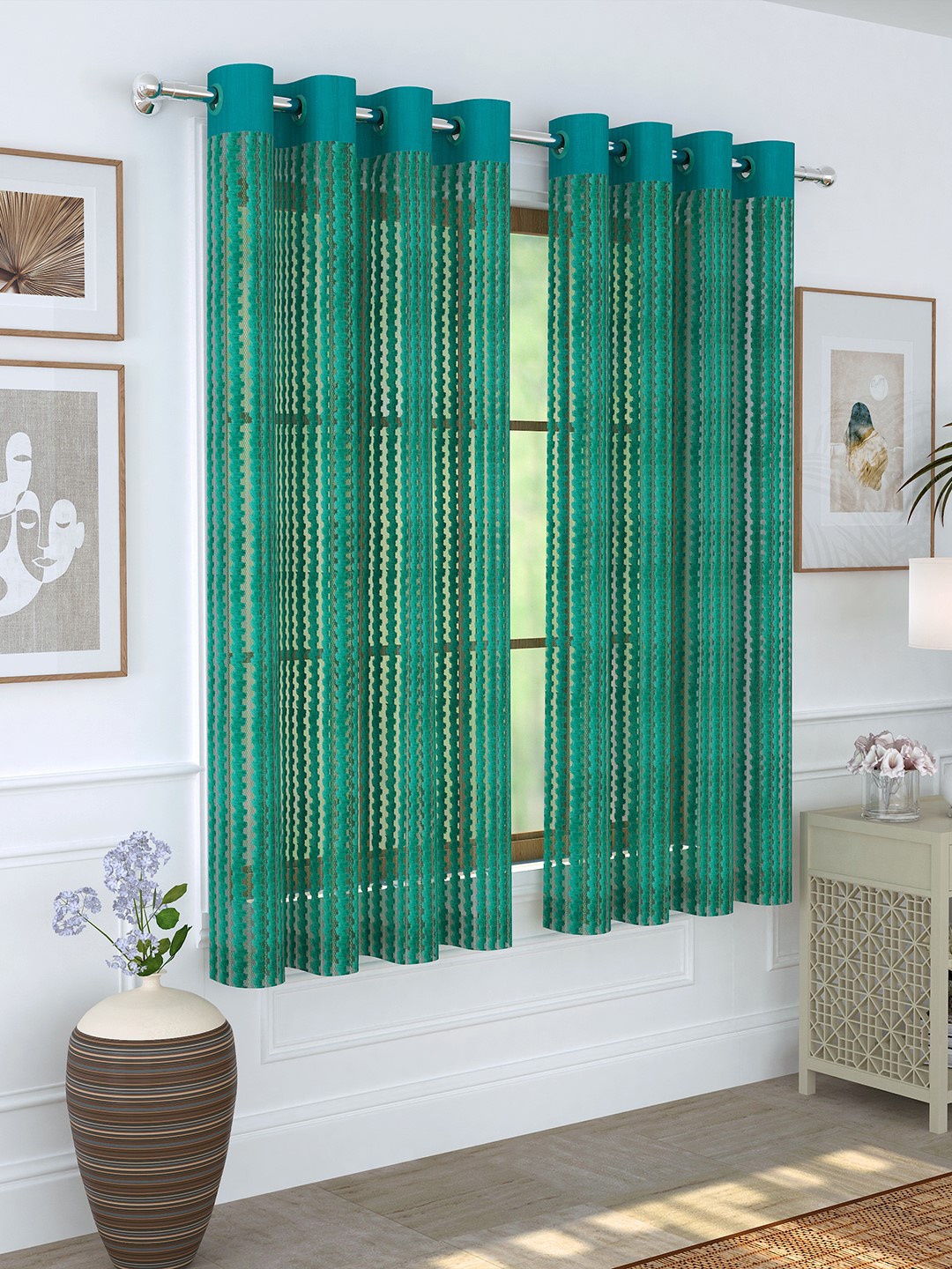 

Story@home Green Set of 2 200GSM Sheer Semi Window Curtains