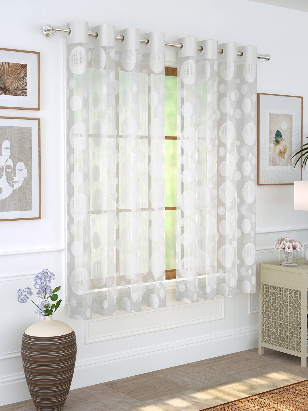 

Story@home White Set of 2 Sheer Window Curtains