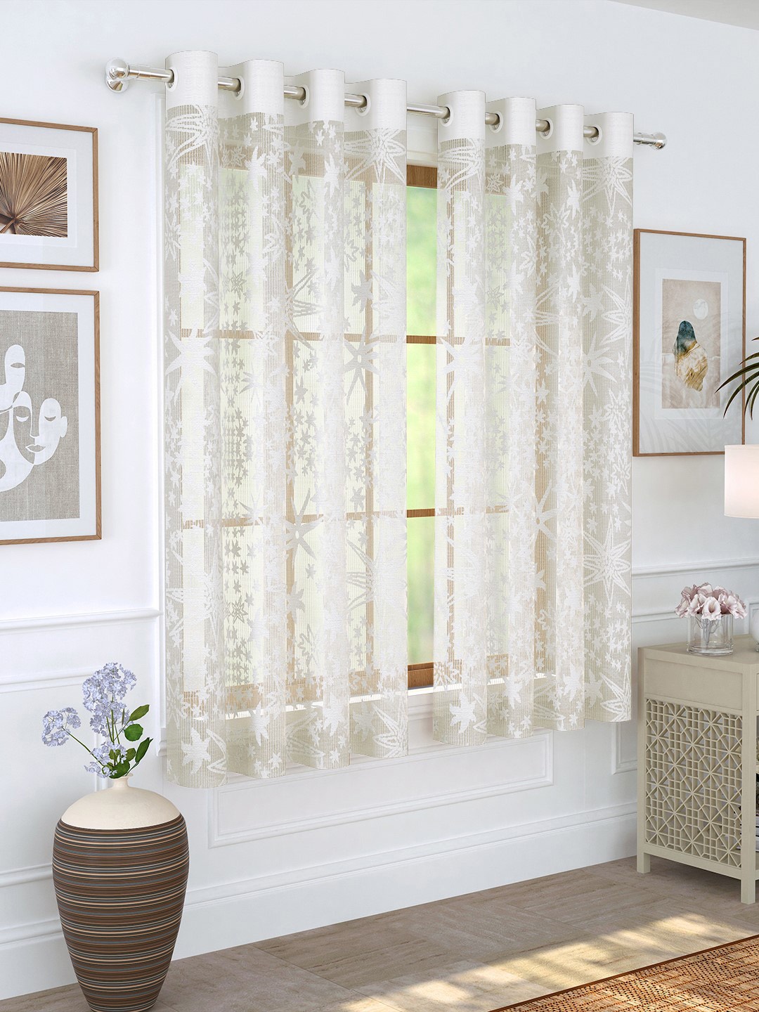 

Story@home White Set of 2 200GSM Sheer Window Curtains