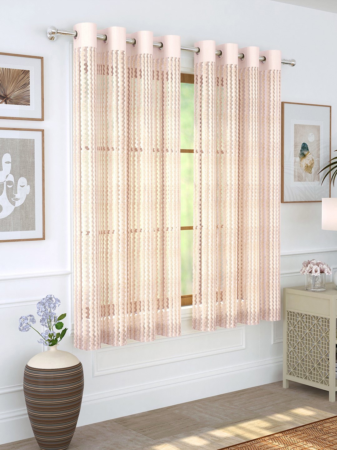

Story@home Cream-Coloured Set of 2 200GSM Sheer Semi Window Curtains