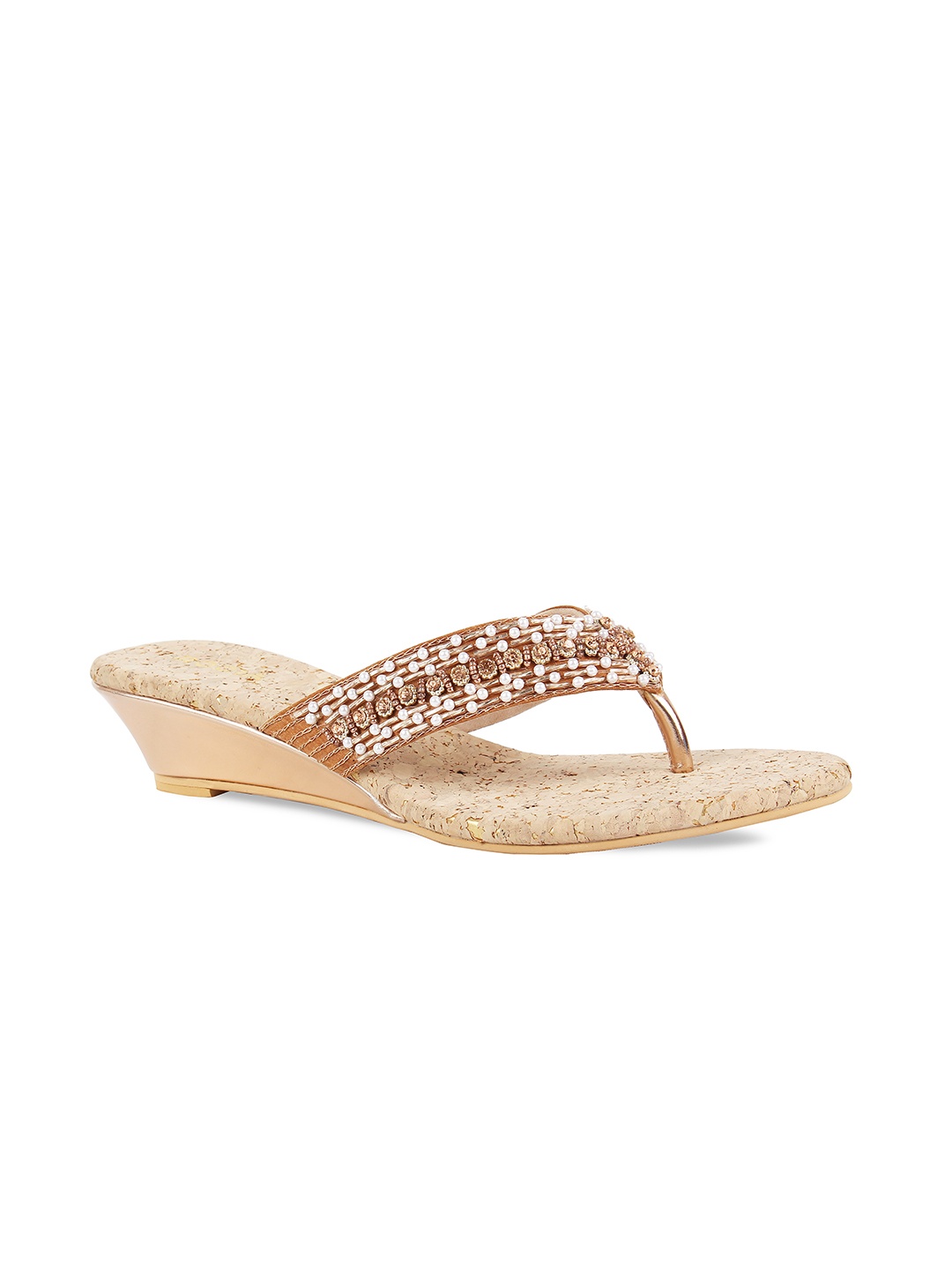 

Rocia Women Champagne Embellished Wedges