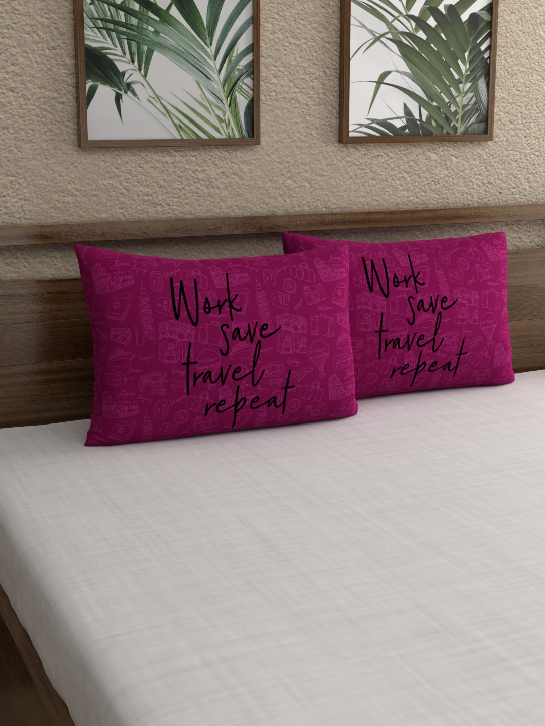 

My Room Set of 2 Purple & Black Typography 210 TC Pillow Covers