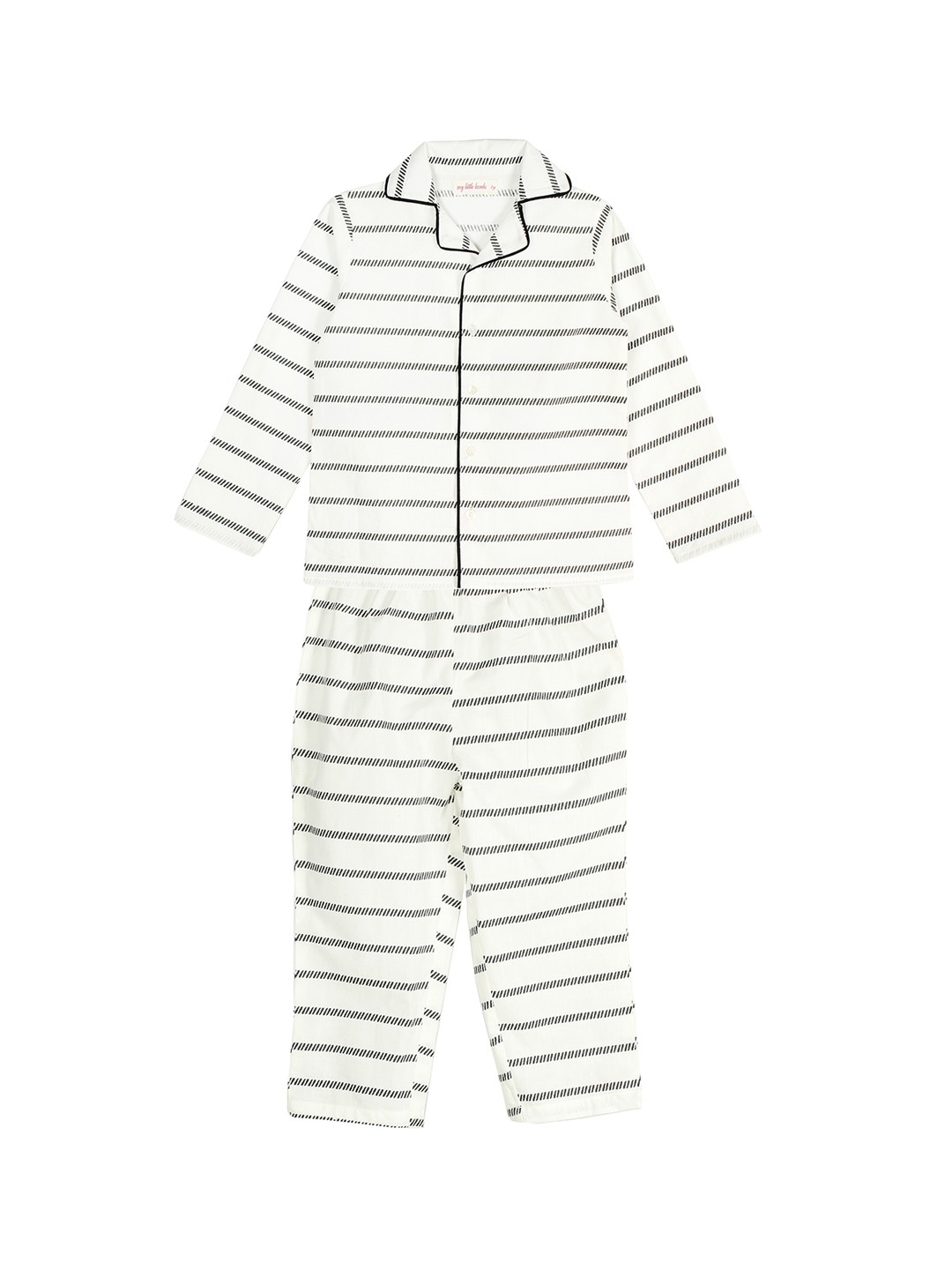 

My Little Lambs Boys Off-White & Black Striped Night suit
