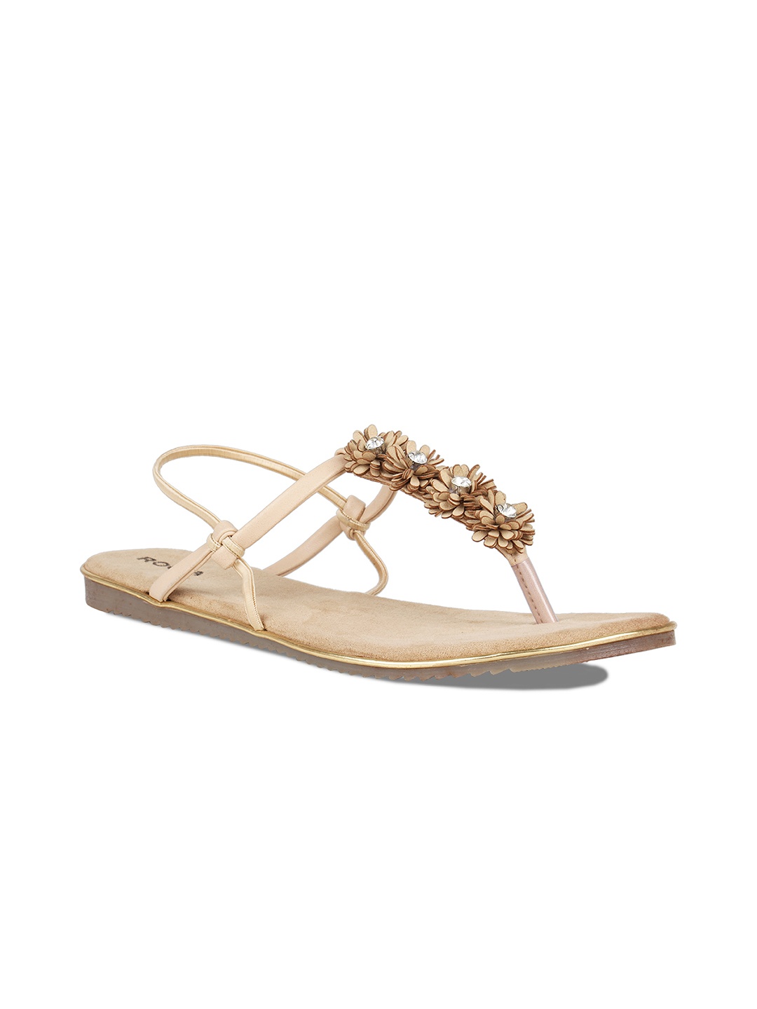 

Rocia Women Beige Embellished T-Strap Flats